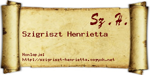 Szigriszt Henrietta névjegykártya